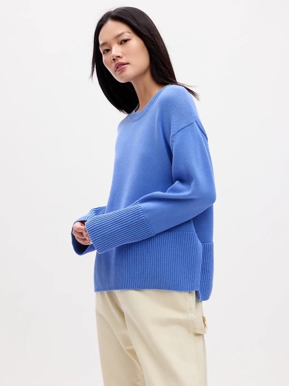 Gap 24/7 Split-Hem Crewneck Sweater Size XL